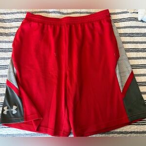 Under Armour Men's Vibrant Red and Gray Sports Shorts